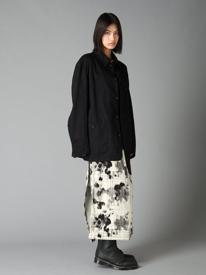 INK-WASH PRINTED BACK ERAP PANTS WITH DECORATIVE STITCH DETAILING