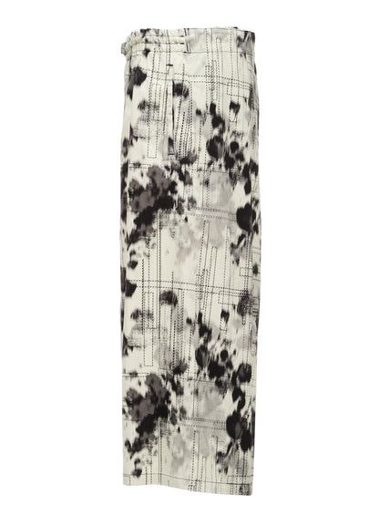 INK-WASH PRINTED BACK ERAP PANTS WITH DECORATIVE STITCH DETAILING