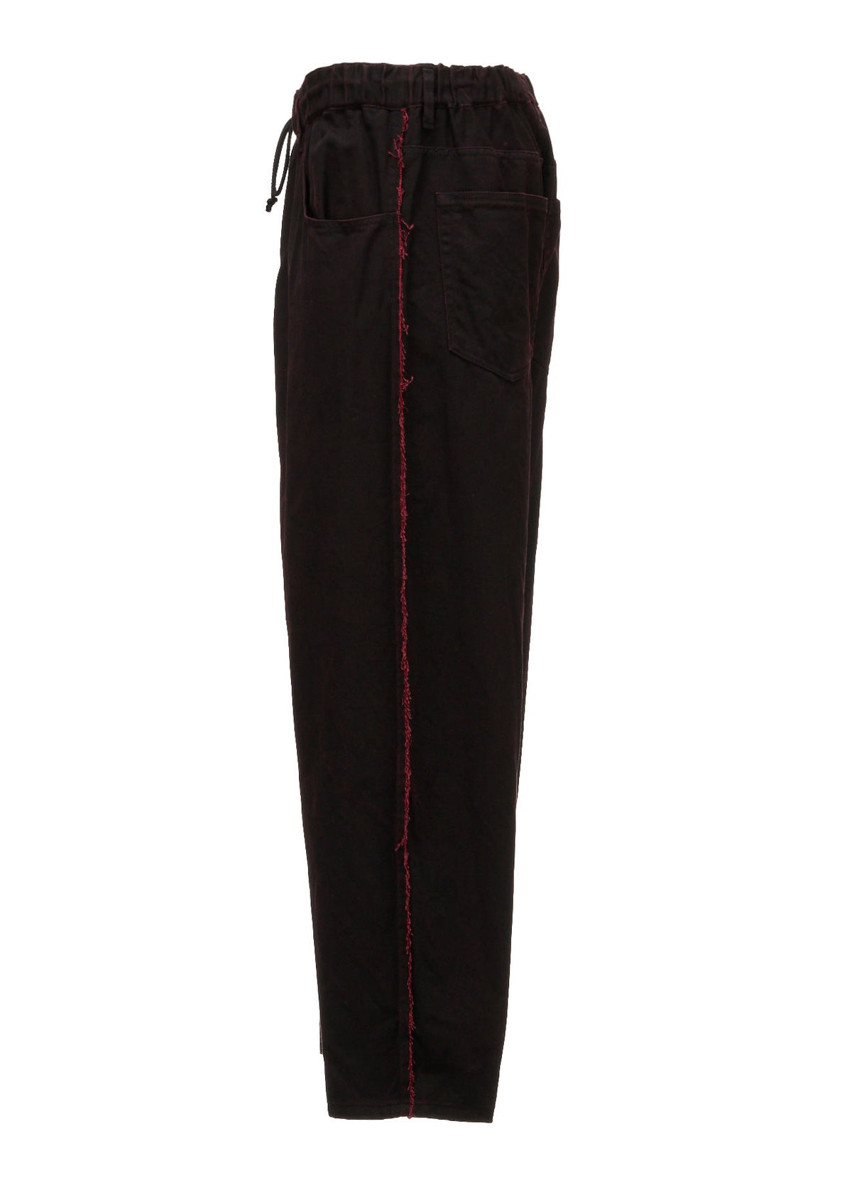 PIGMENT PRINT COTTON TWILL RAW-EDGE DETAIL PANTS WITH 5 POCKETS