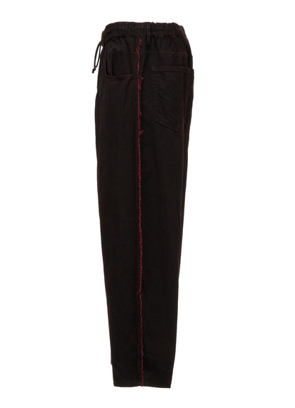 PIGMENT PRINT COTTON TWILL RAW-EDGE DETAIL PANTS WITH 5 POCKETS
