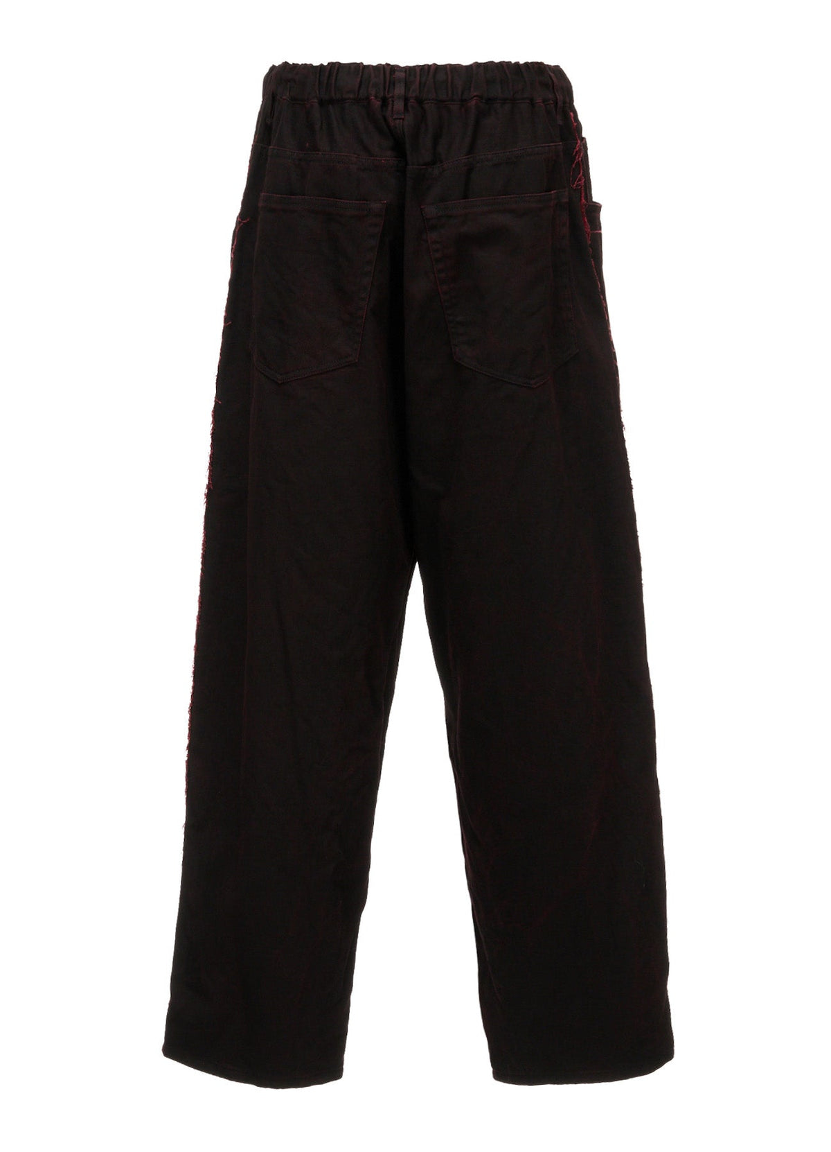 PIGMENT PRINT COTTON TWILL RAW-EDGE DETAIL PANTS WITH 5 POCKETS