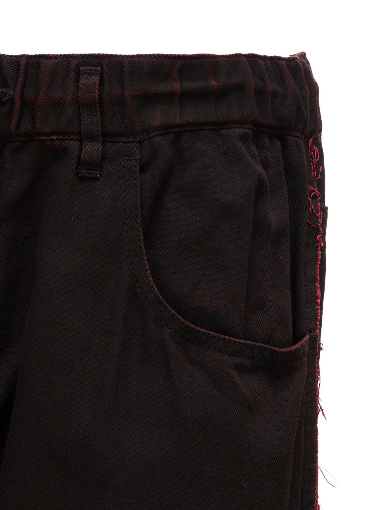 PIGMENT PRINT COTTON TWILL RAW-EDGE DETAIL PANTS WITH 5 POCKETS