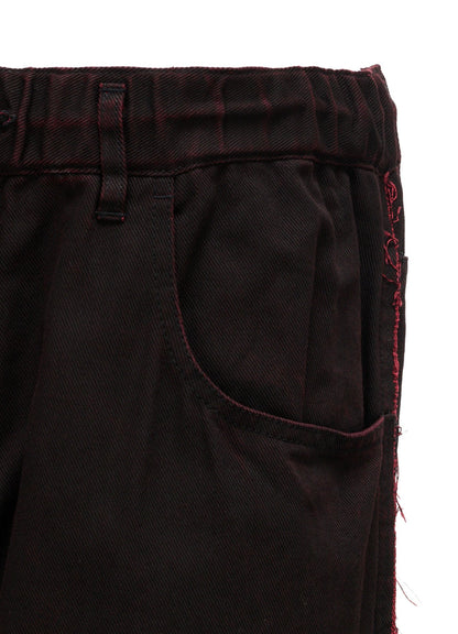 PIGMENT PRINT COTTON TWILL RAW-EDGE DETAIL PANTS WITH 5 POCKETS