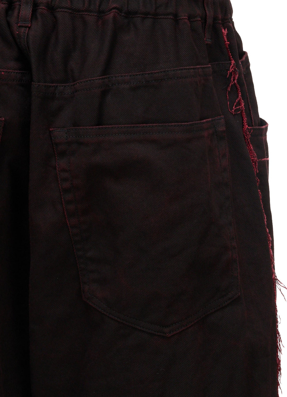 PIGMENT PRINT COTTON TWILL RAW-EDGE DETAIL PANTS WITH 5 POCKETS