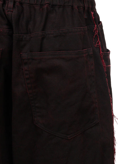 PIGMENT PRINT COTTON TWILL RAW-EDGE DETAIL PANTS WITH 5 POCKETS