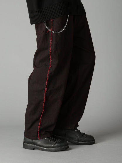 PIGMENT PRINT COTTON TWILL RAW-EDGE DETAIL PANTS WITH 5 POCKETS