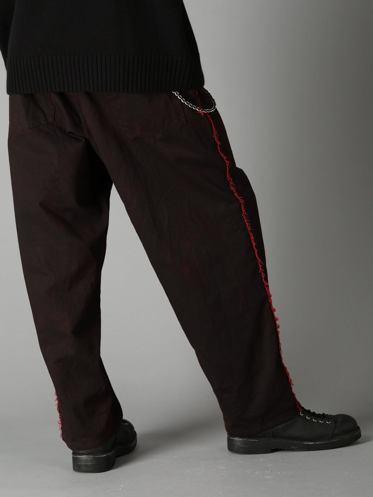 PIGMENT PRINT COTTON TWILL RAW-EDGE DETAIL PANTS WITH 5 POCKETS