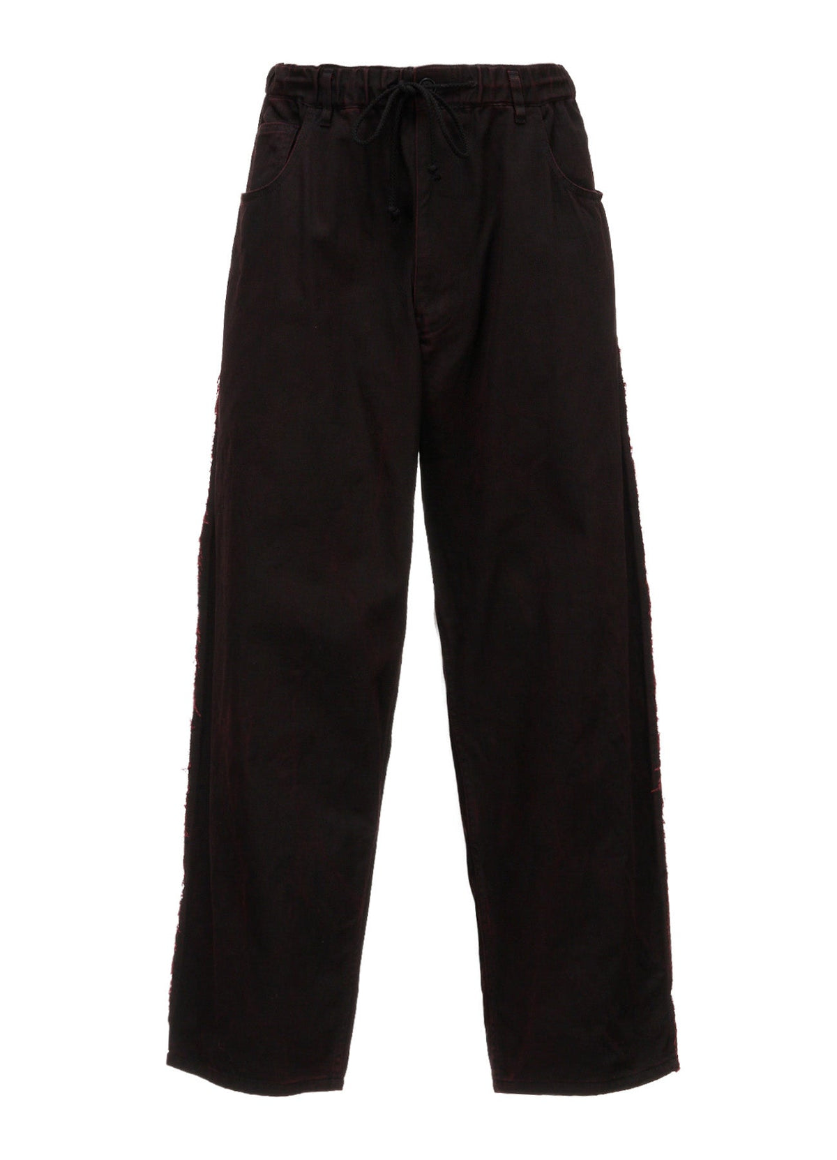 PIGMENT PRINT COTTON TWILL RAW-EDGE DETAIL PANTS WITH 5 POCKETS