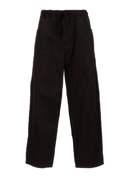 PIGMENT PRINT COTTON TWILL RAW-EDGE DETAIL PANTS WITH 5 POCKETS