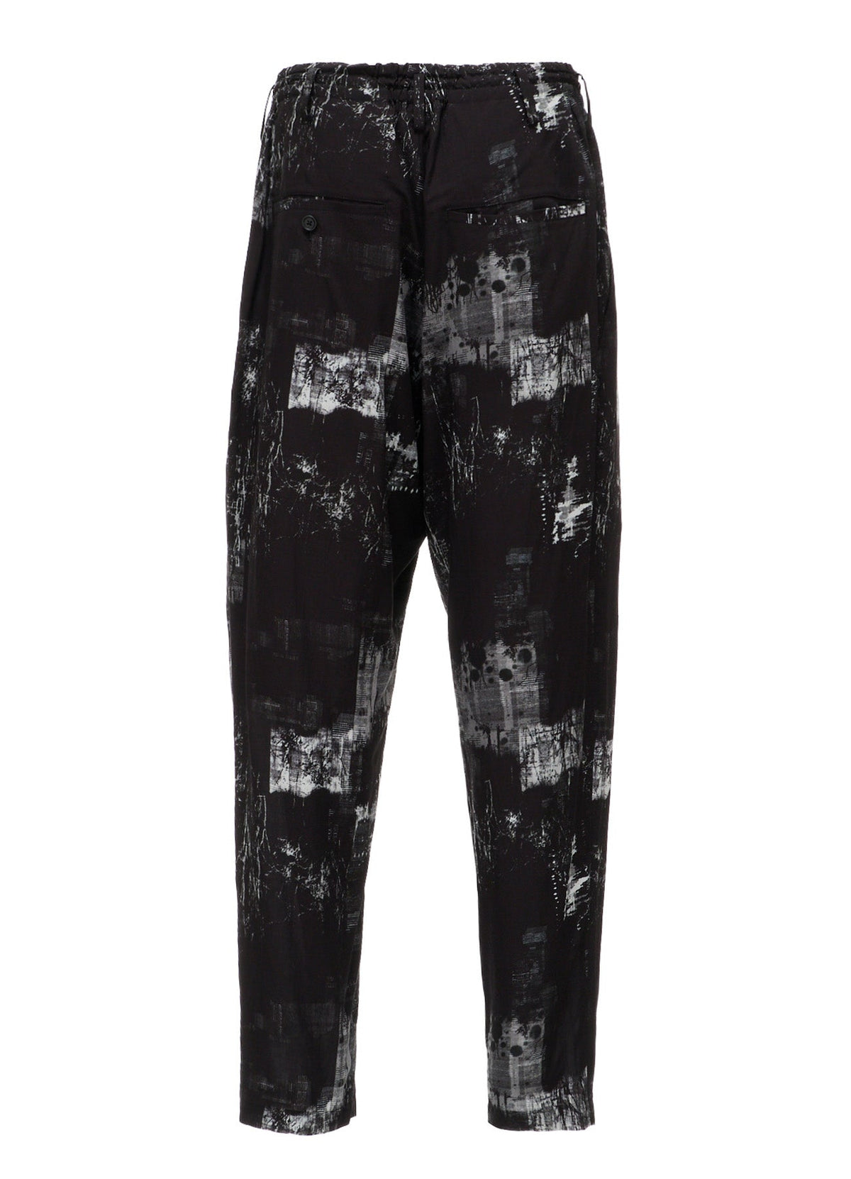 WITHERED BRANCH PRINT RAYON ROPE WAIST STRAIGHT PANTS