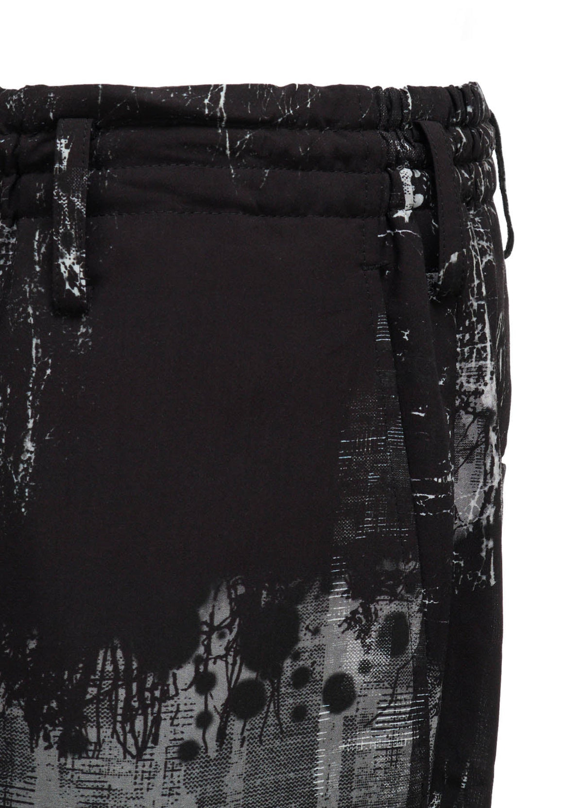 WITHERED BRANCH PRINT RAYON ROPE WAIST STRAIGHT PANTS
