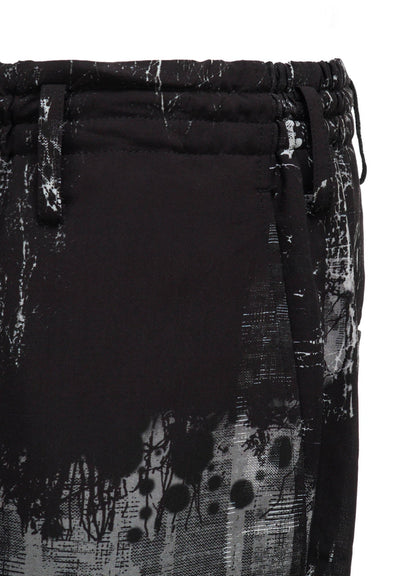WITHERED BRANCH PRINT RAYON ROPE WAIST STRAIGHT PANTS