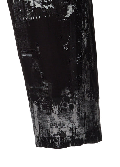 WITHERED BRANCH PRINT RAYON ROPE WAIST STRAIGHT PANTS