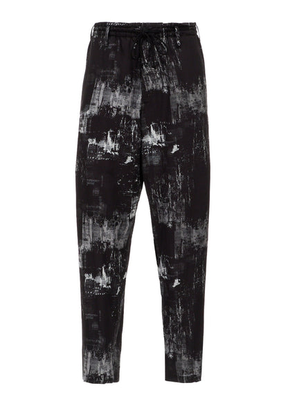 WITHERED BRANCH PRINT RAYON ROPE WAIST STRAIGHT PANTS