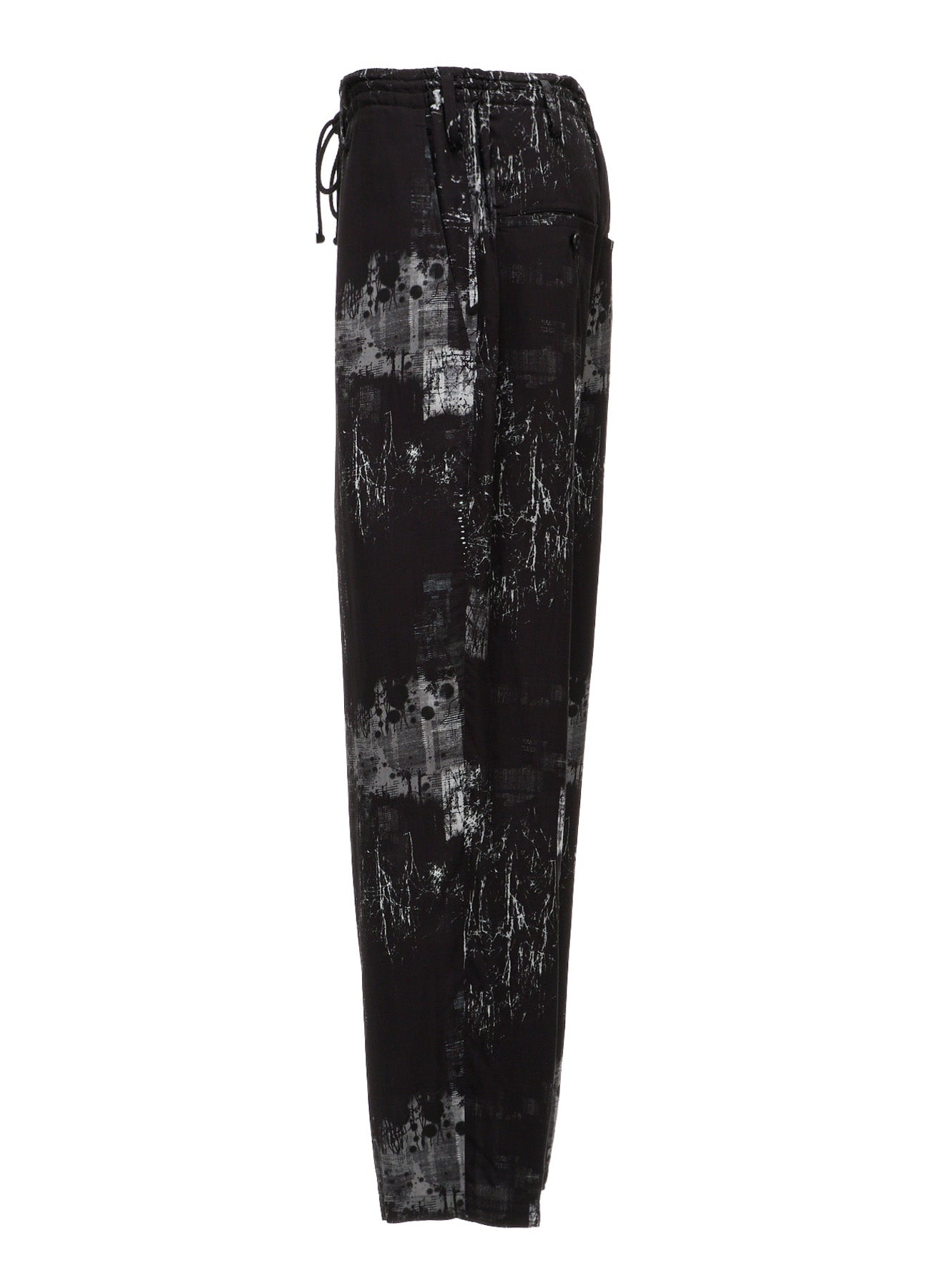 WITHERED BRANCH PRINT RAYON ROPE WAIST STRAIGHT PANTS