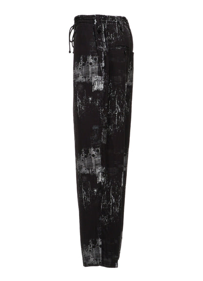 WITHERED BRANCH PRINT RAYON ROPE WAIST STRAIGHT PANTS