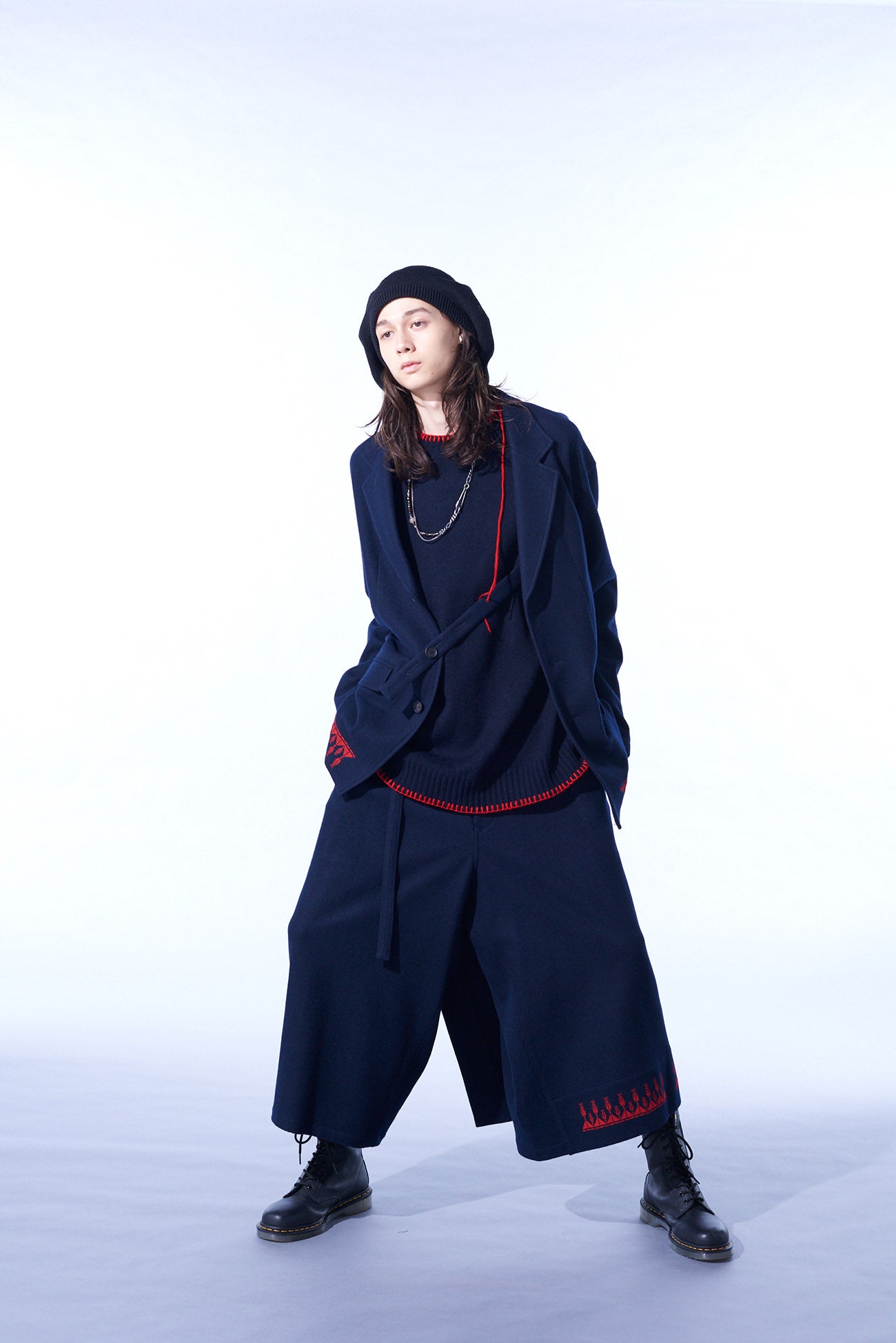 COMPRESSED JERSEY ETHNIC EMBROIDERED WRAP PANTS