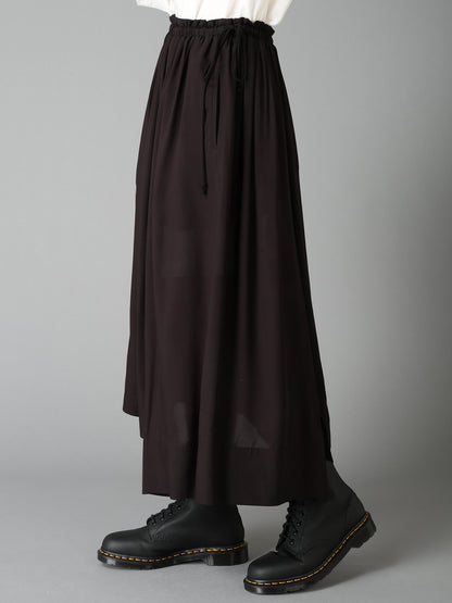 PATCHWORK FLOWER PRINT RAYON WAIST DRAWSTRING SKIRT