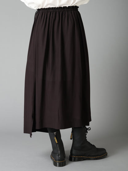 PATCHWORK FLOWER PRINT RAYON WAIST DRAWSTRING SKIRT
