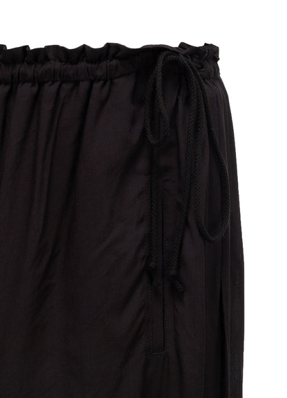 PATCHWORK FLOWER PRINT RAYON WAIST DRAWSTRING SKIRT