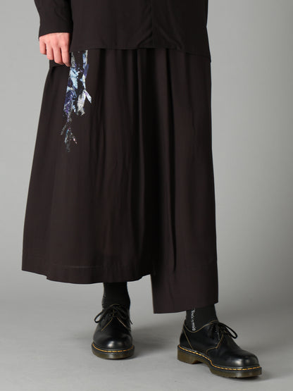 PATCHWORK FLOWER PRINT RAYON WAIST DRAWSTRING SKIRT