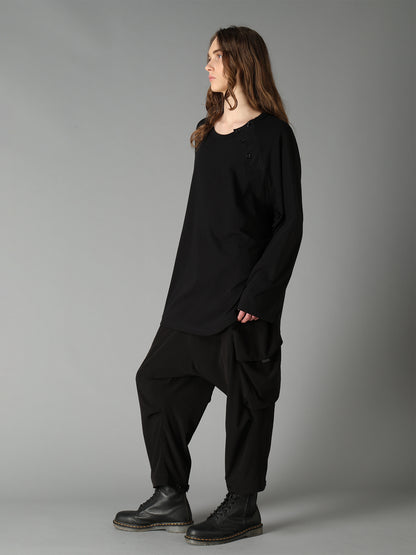 30/COTTON JERSEY RAGLAN SEAM HENLEY T-SHIRT
