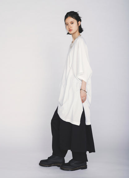 30/COTTON JERSEY ELASTIC DRAWSTRING GATHERED T-SHIRT