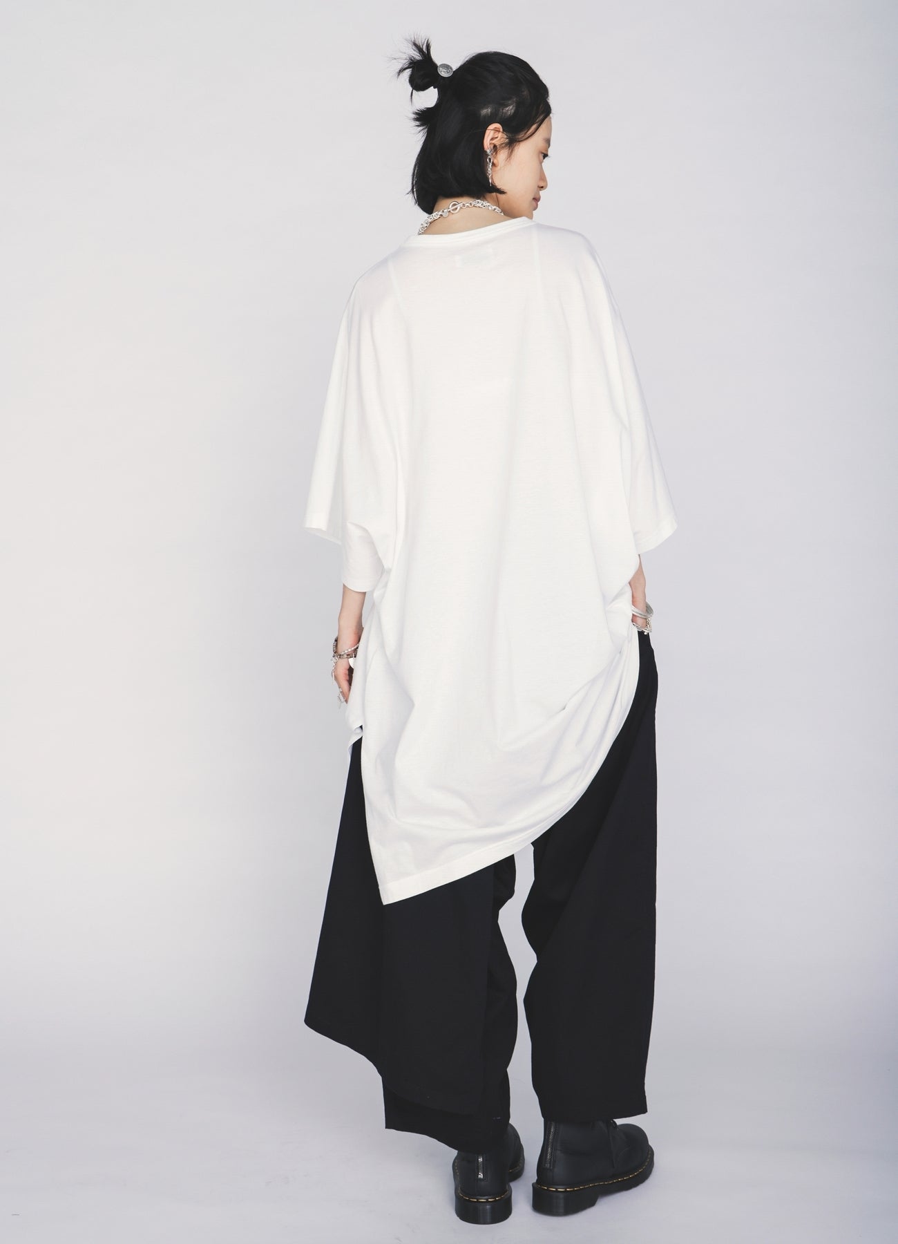 30/COTTON JERSEY ELASTIC DRAWSTRING GATHERED T-SHIRT