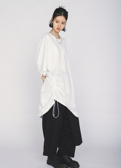 30/COTTON JERSEY ELASTIC DRAWSTRING GATHERED T-SHIRT