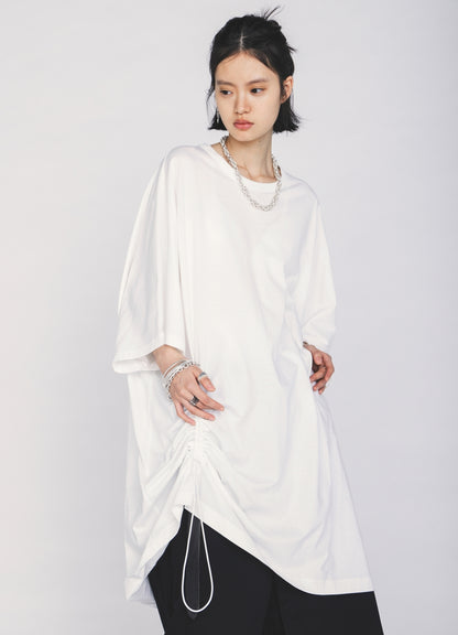 30/COTTON JERSEY ELASTIC DRAWSTRING GATHERED T-SHIRT