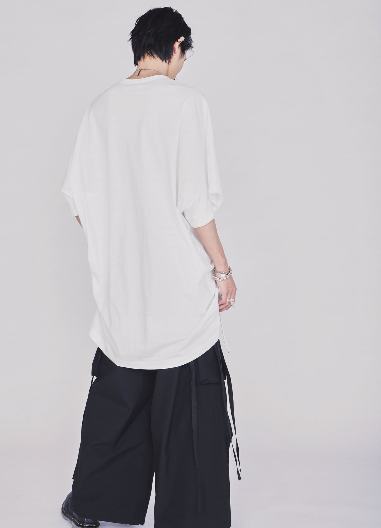 30/COTTON JERSEY ELASTIC DRAWSTRING GATHERED T-SHIRT