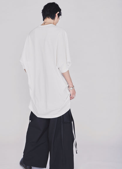 30/COTTON JERSEY ELASTIC DRAWSTRING GATHERED T-SHIRT