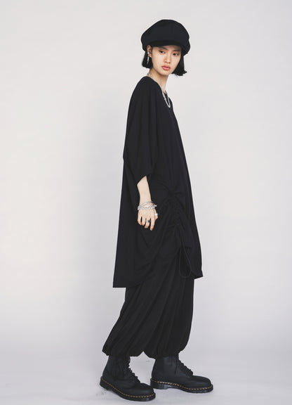 30/COTTON JERSEY ELASTIC DRAWSTRING GATHERED T-SHIRT