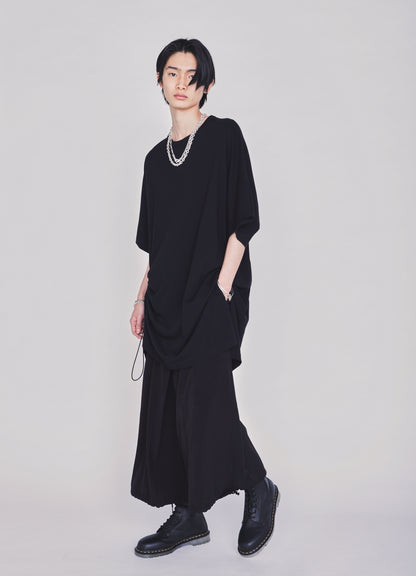 30/COTTON JERSEY ELASTIC DRAWSTRING GATHERED T-SHIRT