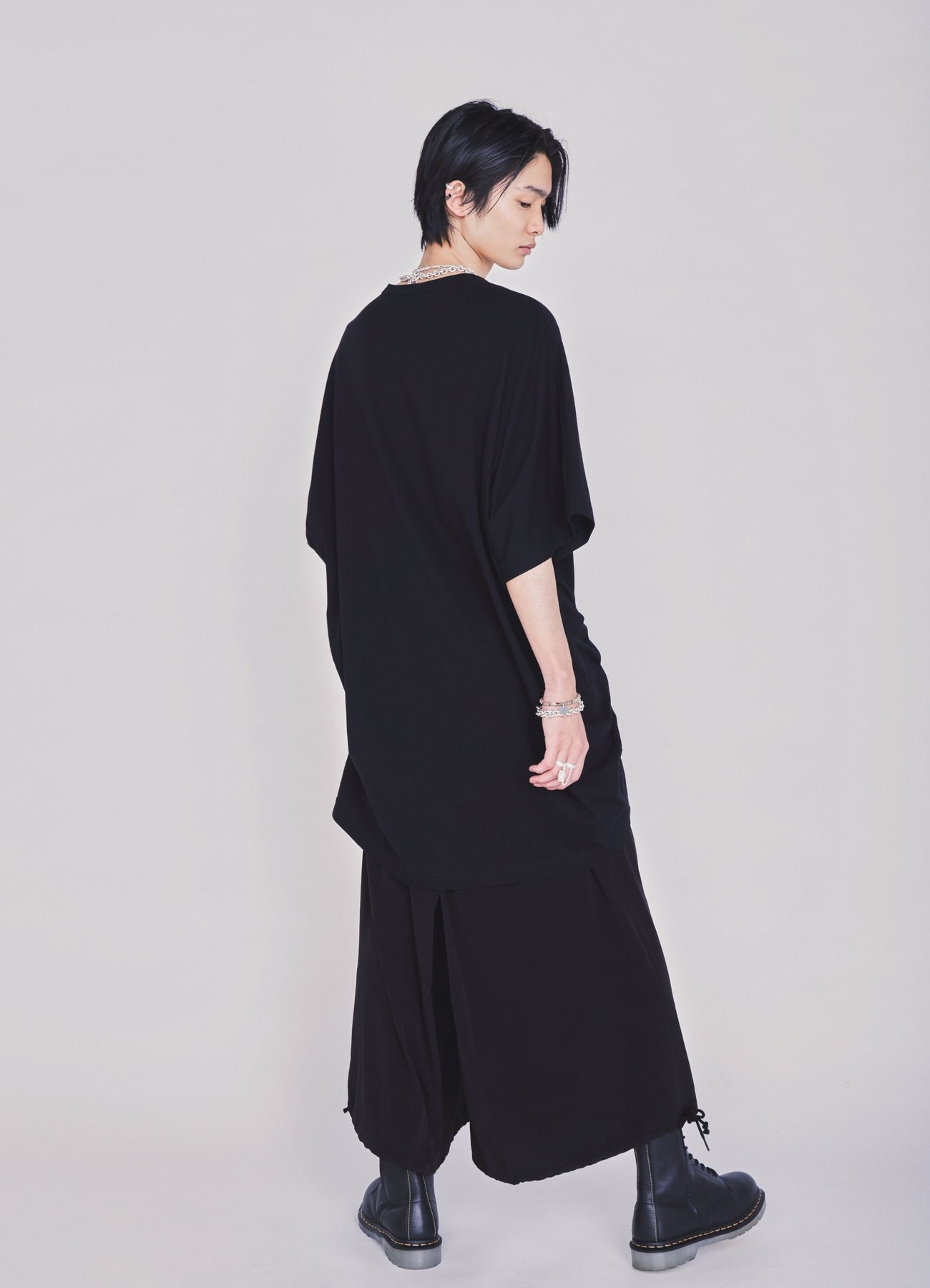 30/COTTON JERSEY ELASTIC DRAWSTRING GATHERED T-SHIRT