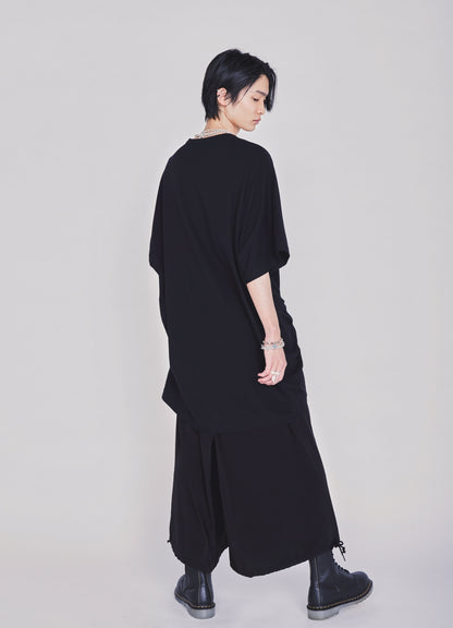 30/COTTON JERSEY ELASTIC DRAWSTRING GATHERED T-SHIRT