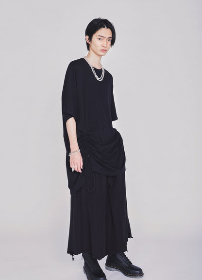 30/COTTON JERSEY ELASTIC DRAWSTRING GATHERED T-SHIRT