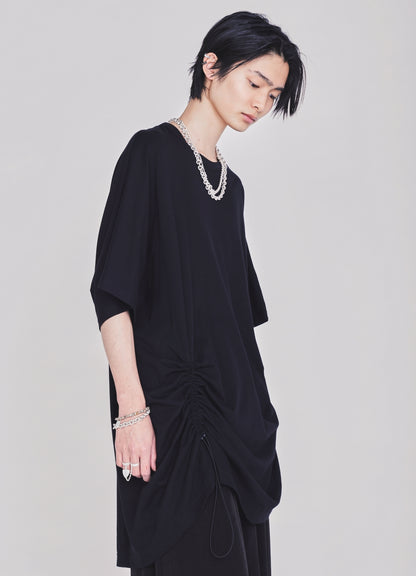 30/COTTON JERSEY ELASTIC DRAWSTRING GATHERED T-SHIRT
