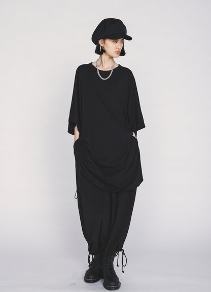 30/COTTON JERSEY ELASTIC DRAWSTRING GATHERED T-SHIRT
