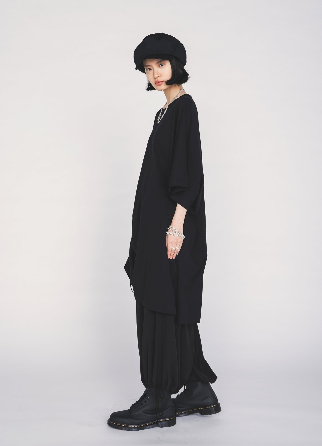 30/COTTON JERSEY ELASTIC DRAWSTRING GATHERED T-SHIRT