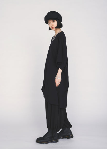 30/COTTON JERSEY ELASTIC DRAWSTRING GATHERED T-SHIRT