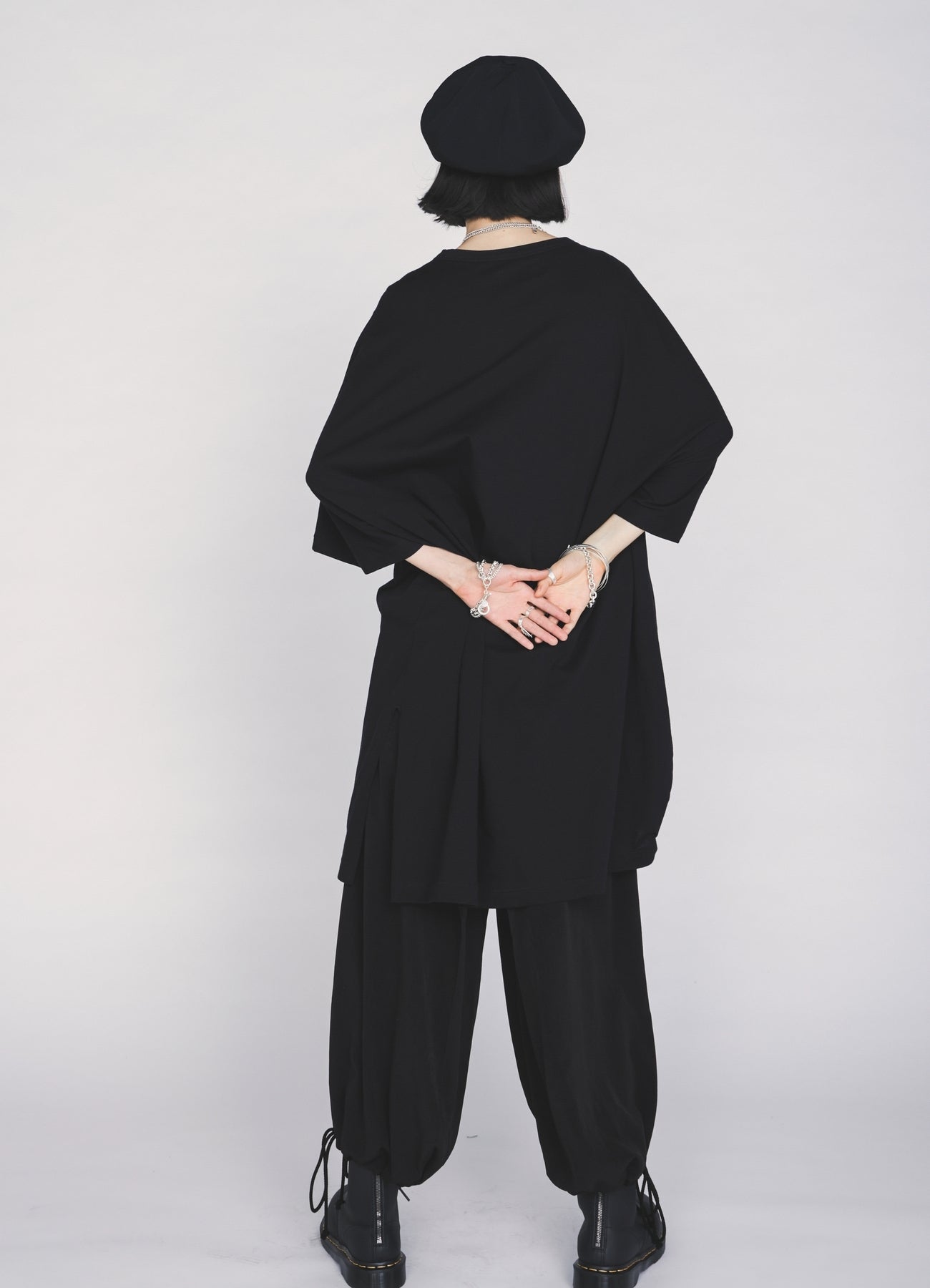 30/COTTON JERSEY ELASTIC DRAWSTRING GATHERED T-SHIRT