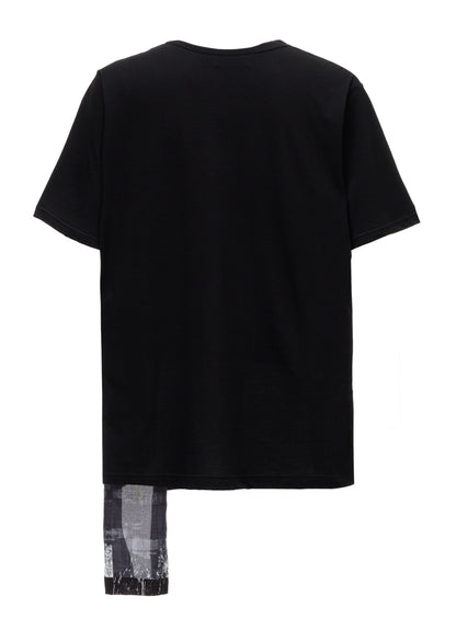 ASYMMETRY DESIGN SHORT-SLEEVED T-SHIRT WITH WITHERED BRANCH PRINTED FABRIC
