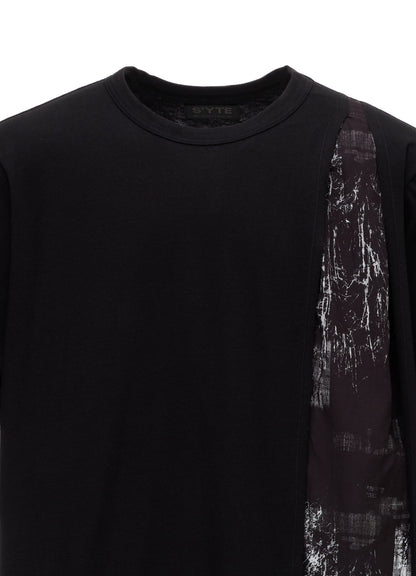 ASYMMETRY DESIGN SHORT-SLEEVED T-SHIRT WITH WITHERED BRANCH PRINTED FABRIC