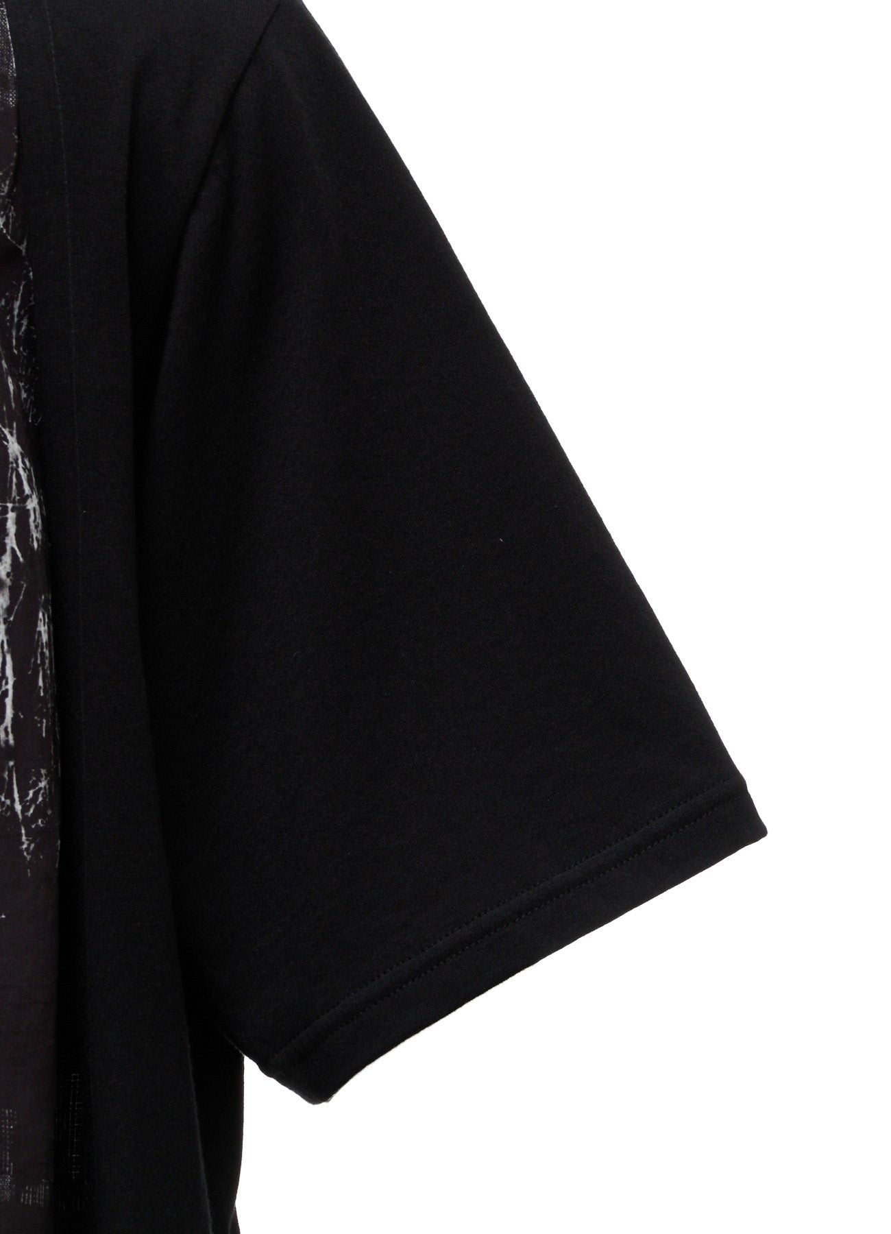 ASYMMETRY DESIGN SHORT-SLEEVED T-SHIRT WITH WITHERED BRANCH PRINTED FABRIC