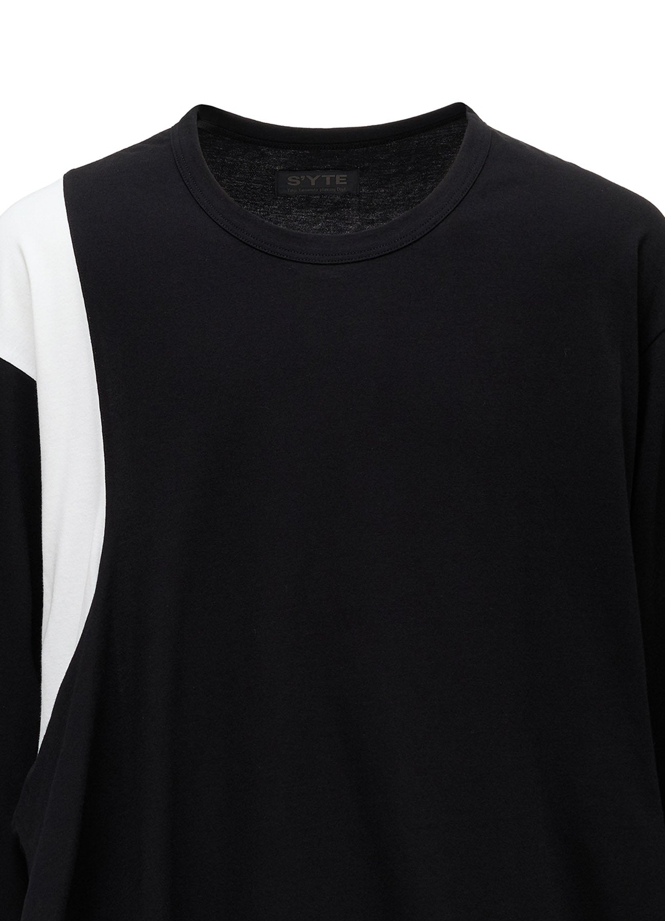 COTTON JERSEY FABRIC SWITCH L/S DRAPED T-SHIRT – THE SHOP YOHJI