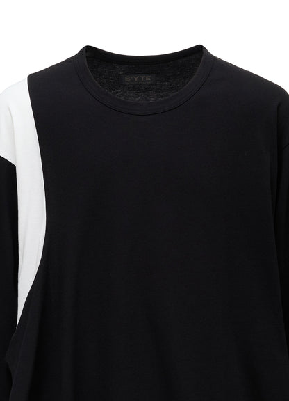 COTTON JERSEY FABRIC SWITCH L/S DRAPED T-SHIRT