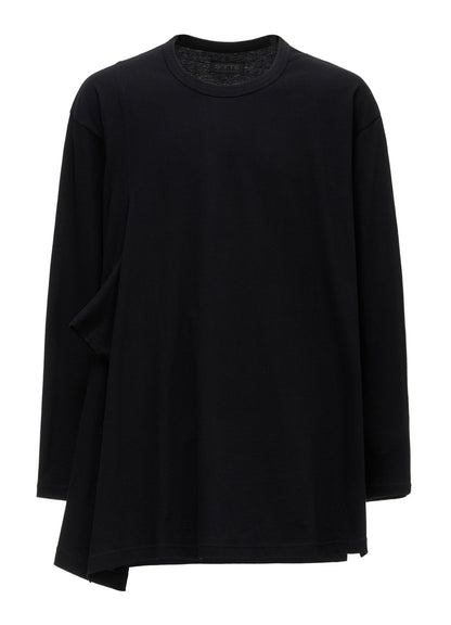 COTTON JERSEY FABRIC SWITCH L/S DRAPED T-SHIRT
