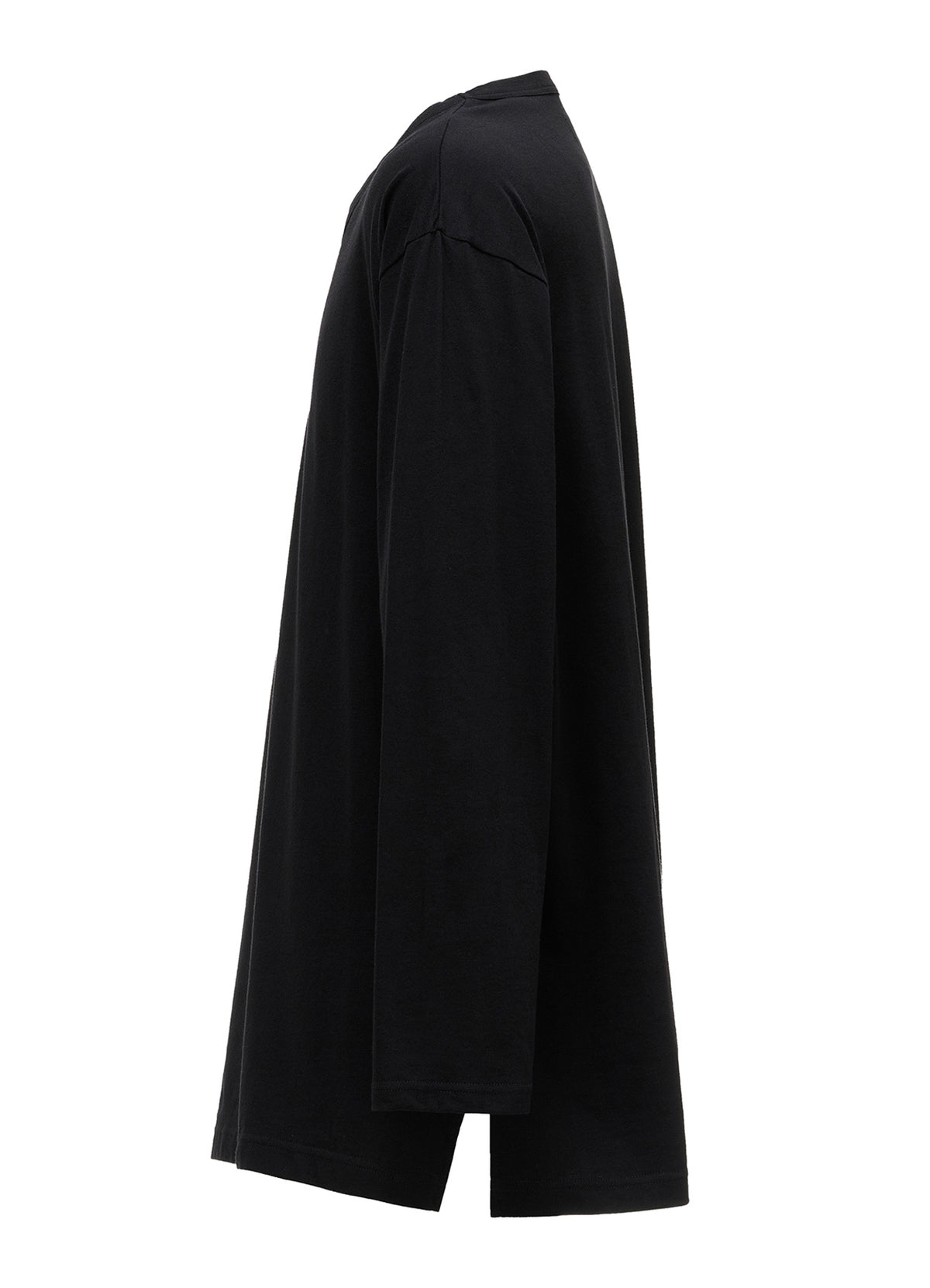 COTTON JERSEY FABRIC SWITCH L/S DRAPED T-SHIRT