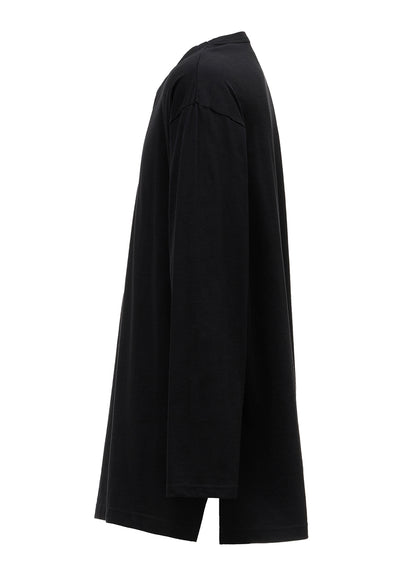 COTTON JERSEY FABRIC SWITCH L/S DRAPED T-SHIRT